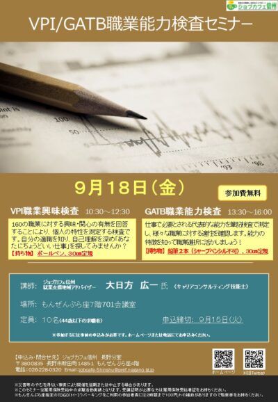 VPI職業興味検査／GATB職業能力検査セミナー